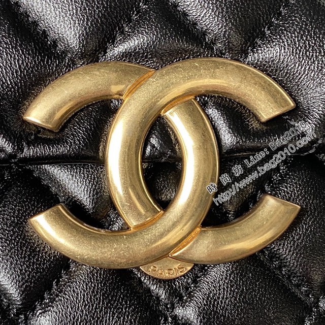 Chanel專櫃新款鏈條女包 香奈兒23p隱藏款復古黑金大log中號AS3855雙C超mini方胖子 djc6036